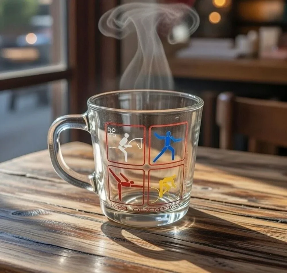 Vintage 1984 McDonalds Los Angeles Olympics Coffee Mug Glass Cup